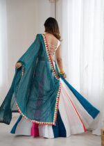 Multi Color Heavy Rayon Fabric Gamthi With Mirror Work Navratri Lehenga