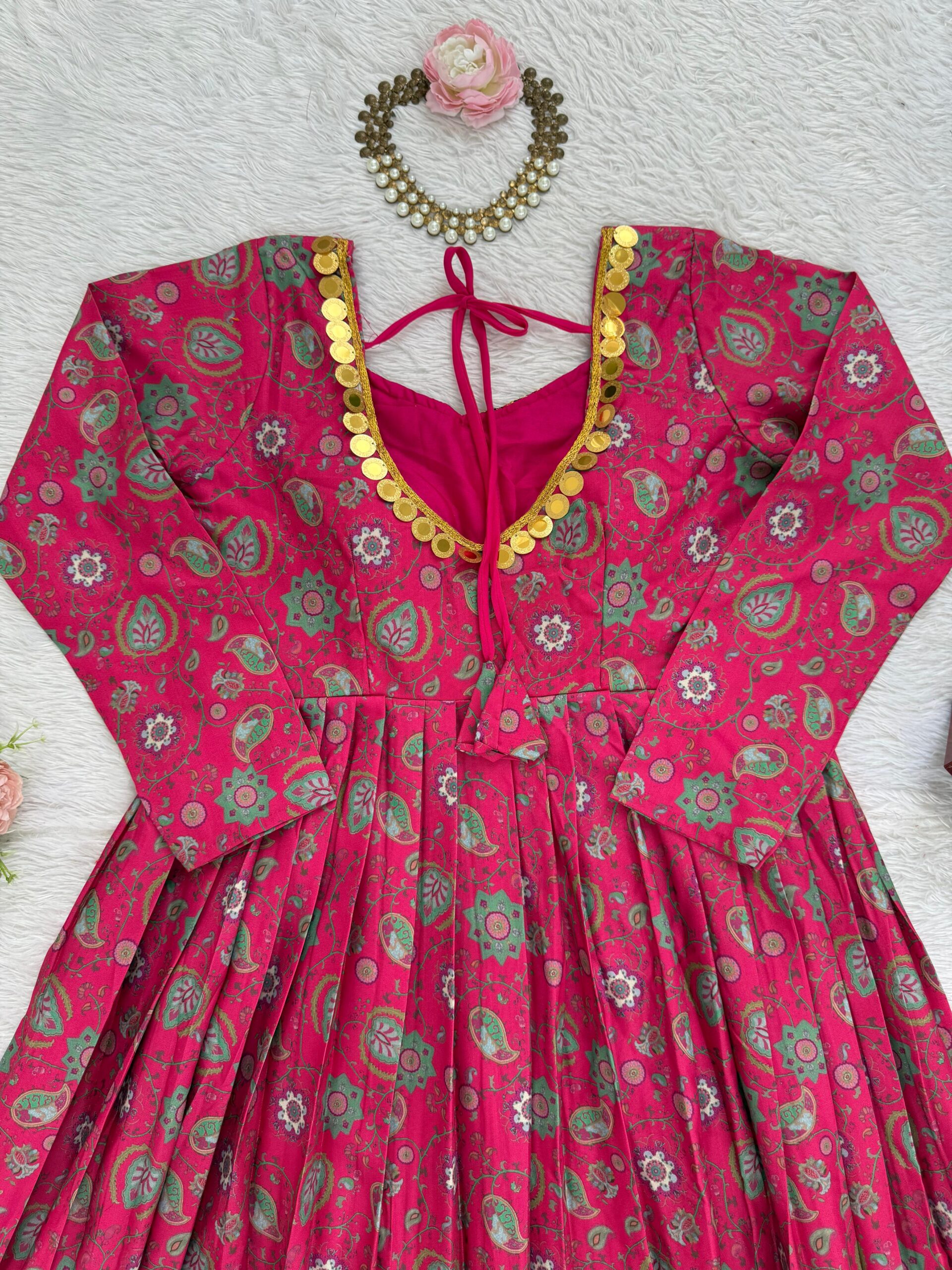 Multi Color Rayon Fabric Mirror With Digital Print Work Navratri Top