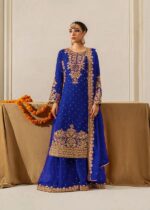 Navy Blue Faux Georgette Fabric Palazzo Set With Pearl Work-FDVKD5901NAVYBLUE (1) Navy Blue Faux Georgette Fabric Palazzo Set With Pearl Work