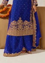 Navy Blue Faux Georgette Fabric Palazzo Set With Pearl Work-FDVKD5901NAVYBLUE (3) Navy Blue Faux Georgette Fabric Palazzo Set With Pearl Work