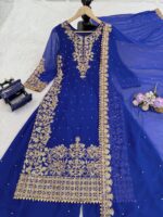 Navy Blue Faux Georgette Fabric Palazzo Set With Pearl Work-FDVKD5901NAVYBLUE (6) Navy Blue Faux Georgette Fabric Palazzo Set With Pearl Work