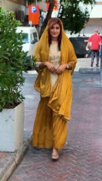 Off White Color Natural Crepe Fabric Thread With Sequence Work Sharara Set