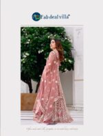 Peach Color Pure Butterfly Net Fabric Embroidery With Mirror Work Suit