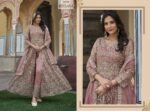 Peach Color Pure Butterfly Net Fabric Embroidery Work Suit