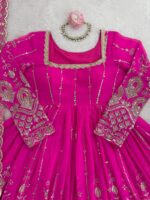 Pink Color Faux Georgette Fabric Sequence Work Top Lehenga Set