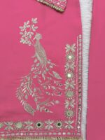 Pink Color Roman Silk Fabric Sequence With Mirror Work Sharara Set