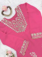 Pink Color Roman Silk Fabric Sequence With Mirror Work Sharara Set