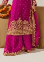 Pink Faux Georgette Fabric Palazzo Set With Pearl Work