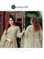 Pista Color Pure Butterfly Net Fabric Embroidery With Mirror Work Suit