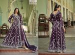 Purple Color Fancy Crunchy Fabric Heavy Embroidery Work Suit