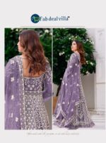 Purple Color Pure Butterfly Net Fabric Embroidery With Mirror Work Suit