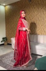 Red Color Faux Georgette Fabric Sequence Work Suit