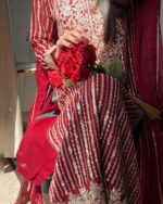 Red Color Faux Georgette Fabric Sequence Work Suit