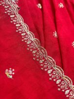 Red Color Faux Georgette Fabric Thread With Sequence Work Anarkali Suit