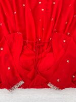 Red Color Faux Georgette Fabric Thread With Sequence Work Anarkali Suit