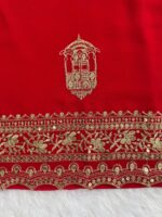 Red Color Faux Georgette Fabric Thread With Sequence Work Sharara Set