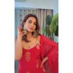 Red Color Faux Georgette Fabric Thread With Sequence Work Sharara Set