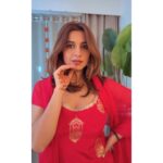 Red Color Faux Georgette Fabric Thread With Sequence Work Sharara Set