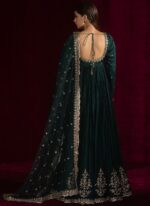 Teal Green Color Japan Satin Fabric Sequence Work Suit