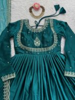 Teal Green Color Japan Satin Fabric Sequence Work Suit