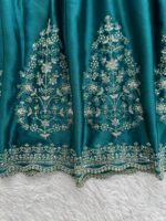 Teal Green Color Japan Satin Fabric Sequence Work Suit