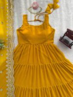 Yellow Color Faux Georgette Fabric Anarkali Suit