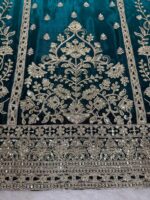 Aqua Color Chinon Silk Fabric Sequence Work Palazzo Suit