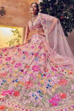 Baby Pink Color Faux Georgette Fabric Sequence Work Lehenga