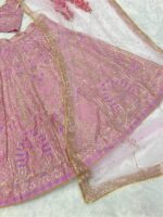Baby Pink Color Kasturi Silk Fabric Sequence Work Lehenga