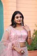 Baby Pink Color Net Fabric Sequence Work Lehenga