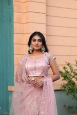 Baby Pink Color Net Fabric Sequence Work Lehenga