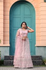 Baby Pink Color Net Fabric Sequence Work Lehenga