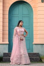 Baby Pink Color Net Fabric Sequence Work Lehenga