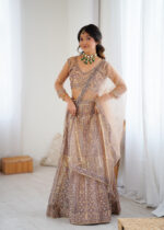 Beige Color Soft Butterfly Net Fabric Sequence Work Lehenga
