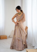 Beige Color Soft Butterfly Net Fabric Sequence Work Lehenga