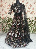 Black Color Butterfly Net Fabric Sequence Work Lehenga