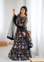 Black Color Butterfly Net Fabric Sequence Work Lehenga