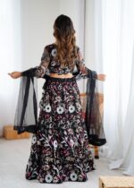 Black Color Butterfly Net Fabric Sequence Work Lehenga
