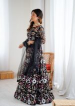 Black Color Butterfly Net Fabric Sequence Work Lehenga