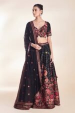 Black Color Faux Georgette Fabric Sequence Work Lehenga