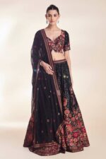 Black Color Faux Georgette Fabric Sequence Work Lehenga