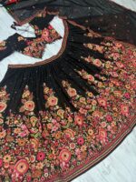 Black Color Faux Georgette Fabric Sequence Work Lehenga