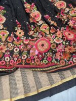 Black Color Faux Georgette Fabric Sequence Work Lehenga