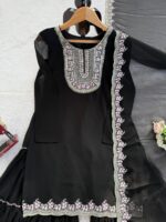 Black Color Faux Georgette Fabric Sequence Work Sharara Set