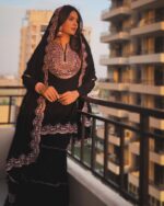 Black Color Faux Georgette Fabric Sequence Work Sharara Set