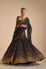 Black Color Georgette Fabric Sequence Work Lehenga
