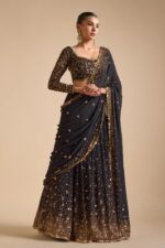 Black Color Georgette Fabric Sequence Work Lehenga