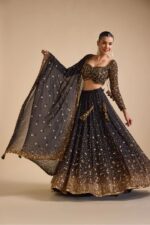 Black Color Georgette Fabric Sequence Work Lehenga
