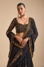 Black Color Georgette Fabric Sequence Work Lehenga