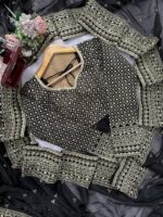 Black Color Tabby Silk Fabric Sequence Work Saree